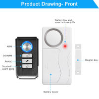 Sensor de Seguridad para Puertas y Ventanas Awapow Alarma Inalámbrica Control Remoto Antirrobo con Batería - details 1