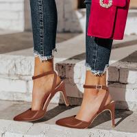 Zapatos De Tacón Alto Con Punta En Punta Para Mujer, Sandalias De Tacón De Aguja Con Correa De Hebilla En El Tobillo - details 2