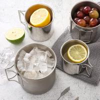 Tazas de acampada portátiles, tazas y tazas de acero inoxidable para exteriores con mango plegable, 4 paquetes - details 1