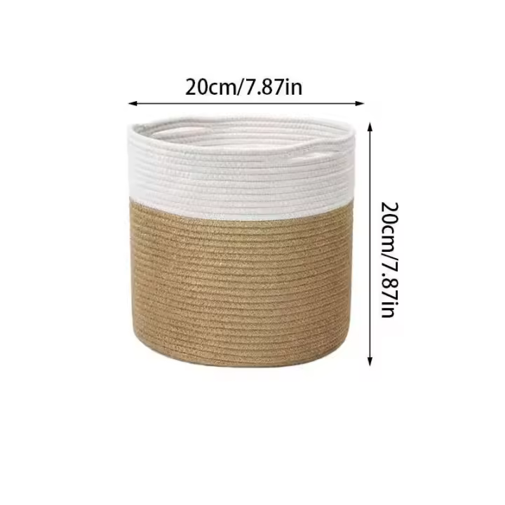Cestas de cuerda de algodón, soportes ETA tejidos a mano de gran capacidad, cestas de iluminación ETRO para interiores para tiendas de plantas, juguetes y ropa - 1