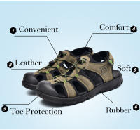 Sandalias de cuero de verano para hombre, zapatos de playa transpirables, cómodas sandalias suaves para caminar y senderismo, sandalias atléticas antideslizantes para exteriores - details 5