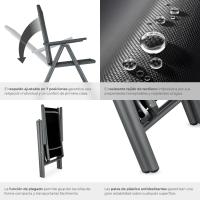 Sillas de Jardín Exteriores de Aluminio Con Ruedas, Respaldar Ajustable, Resistentes a la Intemperie, Transpirables, Fácil Limpieza - details 12
