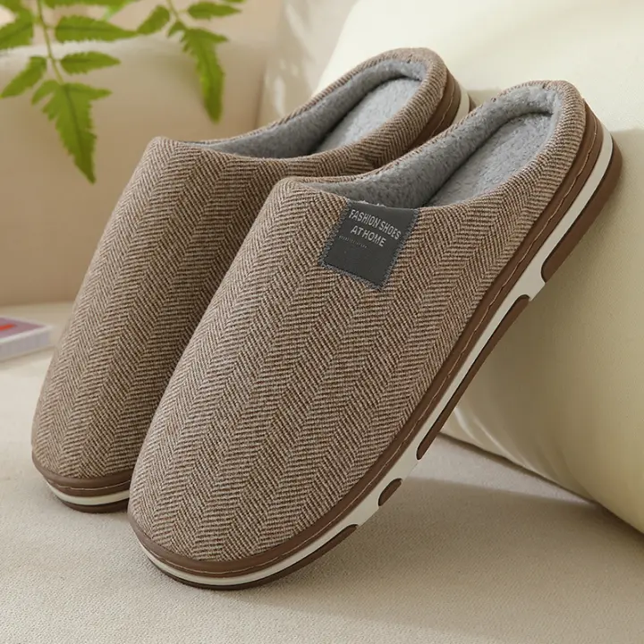 Zapatillas de algodón para mujer Cómodas para otoño e invierno Uso interior en casa Pareja cálida - 1