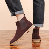 Nuevas botas Chelsea, botines cortos de piel abatible, botas de gamuza de vaca de cuero genuino para hombres - details 20