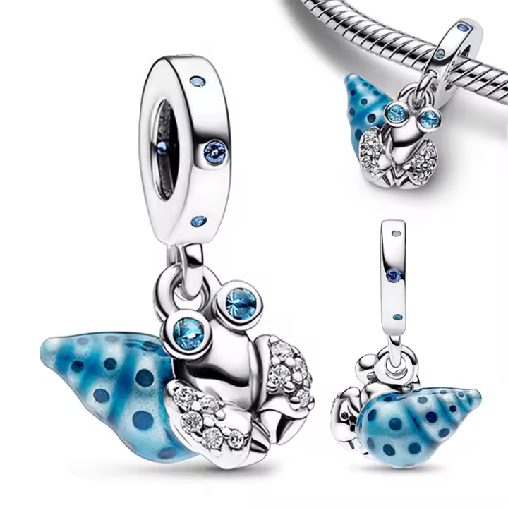 Encanto de Colgante Hermit Crab Luminoso en Plata 925 para Joyería Pulsera Original de Plata 925 Joyería de Relojes y Gafas de Sol - 1