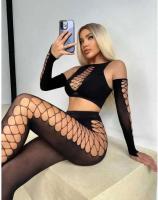 Ropa interior sexy para mujer, corsé ajustado, camiseta clásica sexy de manga corta a cuadros y conjunto de lencería con protectores de piernas sin forro - details 10
