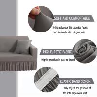 Fundas de sofá elástica de alta elasticidad con falda, Protector de muebles fácil de ajustar, Seersucker，Funda de sofá - details 2