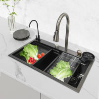 Fregadero de cocina de acero inoxidable 304, fregadero individual grande con tubo de drenaje, lavabo plateado de 29,5x17,7 x 8.3in - details 16