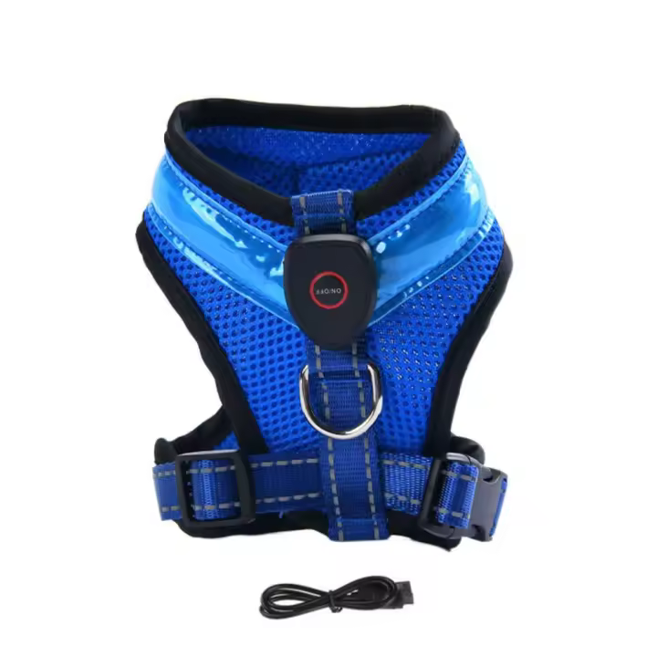 Práctico arnés luminoso LED para mascotas, arnés de tracción para perros recargable y transpirable, chaleco impermeable para perros que caminan - 1