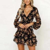 Vestido de fiesta de noche de manga larga con estampado bohemio, vestido de malla transparente con escote en V y dobladillo corto, vestidos cortos - details 7