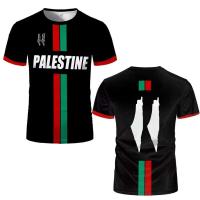 Camisetas de talla grande con estampado 3D de la bandera del fútbol palestino para hombre y mujer, camisetas deportivas informales de manga corta transpirables de secado rápido - details 2