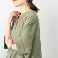 Nuevo vestido de verano Jersey con cuello en V suelto y delgado camisa de color sólido 6 colores - details 39
