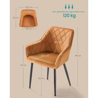 Silla de Comedor de Terciopelo Silla de Cocina con Respaldar Carga Máx. 120 kg Patas de Metal - details 16