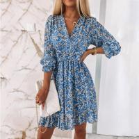 Vestido informal a la moda para mujer, vestidos estampados con cuello en v - details 1