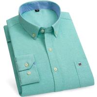 Camisa de manga larga para hombre de primavera y otoño 100% algodón Oxford Stripe Home Casual Large 5XL-6XL-7XL - details 12