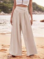 Pantalones de Pierna Ancha y Cintura Elástica para Mujer Ropa de Moda Primavera-Verano - details 2