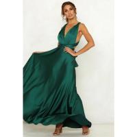 Vestido largo de seda de Color sólido profundo de Amazon, vestido de noche sin mangas de nuevo estilo de verano para mujer para banquetes - details 13