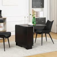 Mesa Plegable de Comedor Mesa de Cocina Plegable con Ruedas Alas Abatibles y Estantes para 4-6 Personas 75x140x74 cm Cemento Gris - details 41