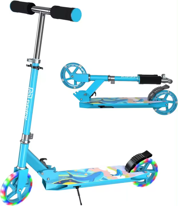 Patinete de Niños de 2 Ruedas Patinete Plegable con LED de Flash Altura Ajustable - 1
