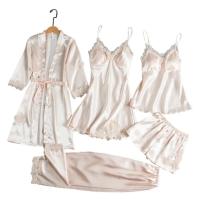 Conjunto de Dormir para Mujeres Ouwu Top de Seda Saturada, Pantalones Cortos, Pantalones de Encaje Suelto - details 6