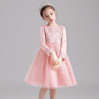 Vestido de noche para niñas con falda abullonada de malla con bordado de estilo nuevo para niños - details 43
