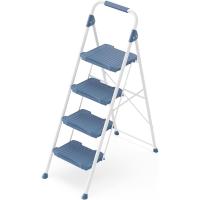 Peldaños Anchos con Baranda, Escalera de Tijera con Pedal Antideslizante, Taburete Plegable para Hogar Cocina Garaje Jardín Oficina, Capacidad de Carga de 900LBS, Azul - details 6