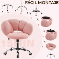 Silla de Escritorio Ergonómica Diseño Nube en Tejido Bouclé Altura Ajustable Ruedas Giratorias - details 35