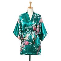 Kimono japonés con estampado de pavo real para mujer, ropa de dormir de estilo corto de satén de seda, camisón de casa, bata de baño, disfraz - details 11