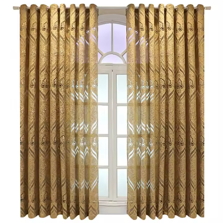 Cortinas opacas Modernas de salón, 2 Piezas, Poliéster translúcido, Cortina de Lujo Europea - 1