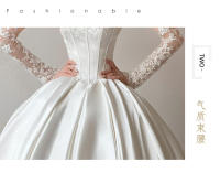 Vestido de novia ligero sin tirantes de satén francés para mujer, hilo principal con textura de princesa fugitiva, novedad de 2025 - details 3
