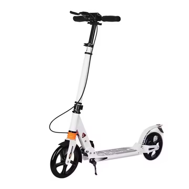 Pedal scooter plegable blanco para adultos y niños, aleación de aluminio, altura ajustable, durabilidad, carga de 100kg - 1