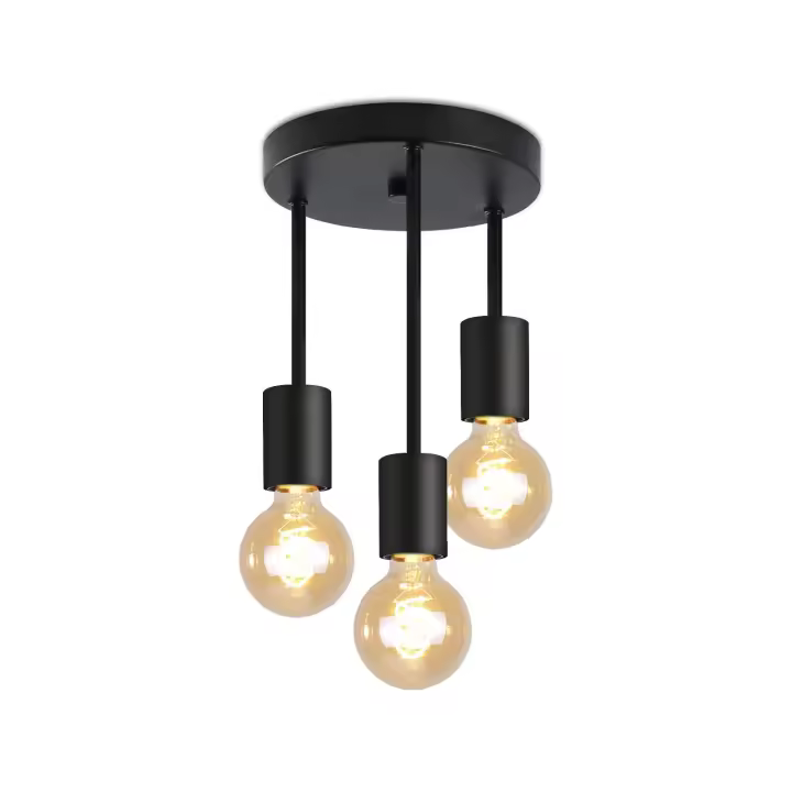CBJKTX Lámpara de techo vintage negra colgante 3 llamas E27 con 3 focos lámpara industrial para comedor cocina pasillo bar sin - 1