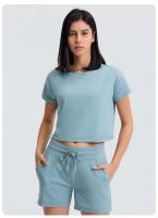 Blusa holgada sin costuras para mujer, Top corto de manga corta para Yoga, correr, Fitness, gimnasio, secado rápido - details 13