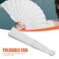 Abanico plegable de mano de tela plástica para damas y hombres blanco - details 5