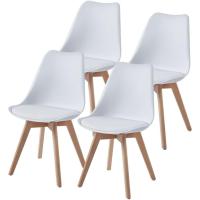 Comedor con Patas de Madera, Silla de Oficina Vintage, Asiento de cojín de Haya Maciza (Blanco, 4, cantidades) - details 0