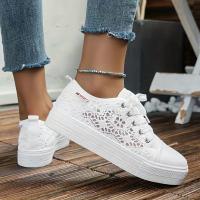 Zapatillas de plataforma de encaje para mujer, zapatos de Skate ahuecados con punta redonda, informales, para caminar - details 1