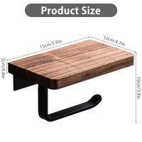 Soporte de papel higiénico con estante de madera de nogal Natural, colgador de rollo de tejido, barra de toalla de papel montada en la pared, papel de acero inoxidable 304 - details 2