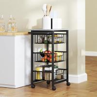 Carrito de Cocina Carrito Verdulero para Cocina con 4 Cestas Deslizables y Marco de Acero Carrito Auxiliar con Ruedas para Comedor 49,5x31x91 cm Gris Claro - details 10