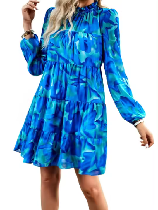 Vestido midi casual estilo coreano de moda 2025 para mujer con manga larga - 1