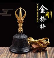 Vaso ritual de cobre puro artesanal hecho a mano en Nepal, práctica tántrica tibetana, mortero de campana de diamante de cinco hebras, tamaño mediano - details 0