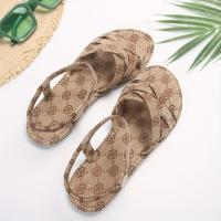 Sandalias planas con estampado de flores para mujer, zapatos casuales con punta abierta, cómodas, sin corsé - details 2