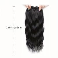Extensiones de cabello rizado largo y ondulado con flequillo, adornos de pelo sintético, Clip Natural en cierres superiores, postizo - details 0