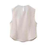 BUNO-Vestido Midi elegante con bolsillos lisos para mujer, vestido elegante sin mangas con cuello redondo, vestidos ajustados con abertura para ir al trabajo, batas acampanadas lisas 2025 - details 3