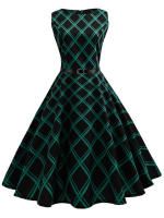 Women  summer vintage elegant floral print party dress with belt - details 0