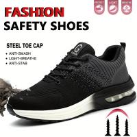 Zapatos de seguridad indestructibles para hombres, zapatos de acero con punta antipinchazos, zapatos de trabajo para hombres, ligeros, antideslizantes, con aire acolchado, zapatillas deportivas - details 1