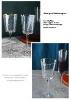 Copa de Vino Rojo Martillado con Borde Dorado Ligero 140ML-250ML Ideal para Hogar y Dining - details 8
