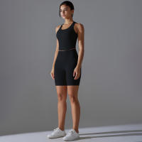 Hamidou-chándal de Yoga para mujer, conjunto deportivo de entrenamiento sin mangas, Tops de gimnasio, pantalones cortos de cintura alta para correr, ciclismo y gimnasio - details 3