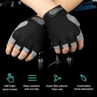 Guantes de ciclismo transpirables antideslizantes de medio dedo para hombres y mujeres, manopla de gimnasio, Fitness, deporte, entrenamiento - details 4