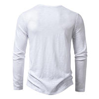 Camiseta de manga larga para hombre, Camisa de algodón con botones y cuello Henley, informal, de Color sólido, a la moda, transpirable, para uso diario - details 10