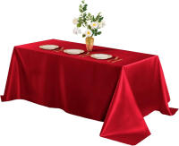 Mantel de satén rectangular rojo, mantel de boda, para Navidad, Baby Shower, eventos de cumpleaños, decoración de banquetes, comedor en casa - details 2